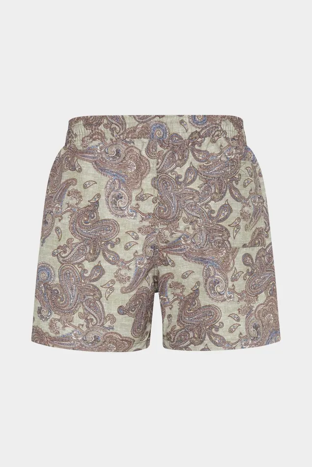Van Laack Swimwear Men Swim Shorts With Floral Paysley Motif Beige Van Laack Swimwear Men Swim Shorts With Floral Paysley Motif Beige