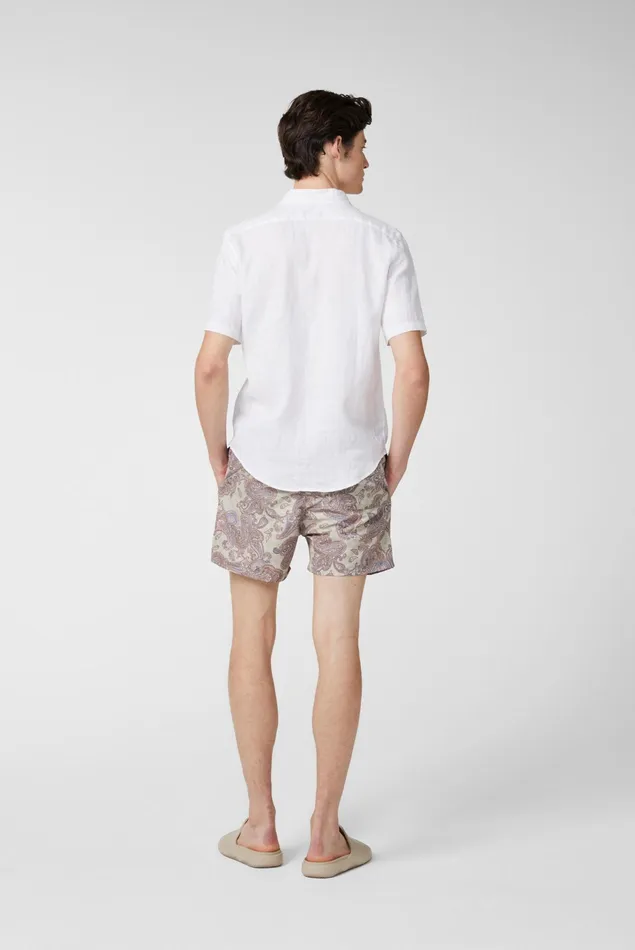 Van Laack Swimwear Men Swim Shorts With Floral Paysley Motif Beige Van Laack Swimwear Men Swim Shorts With Floral Paysley Motif Beige