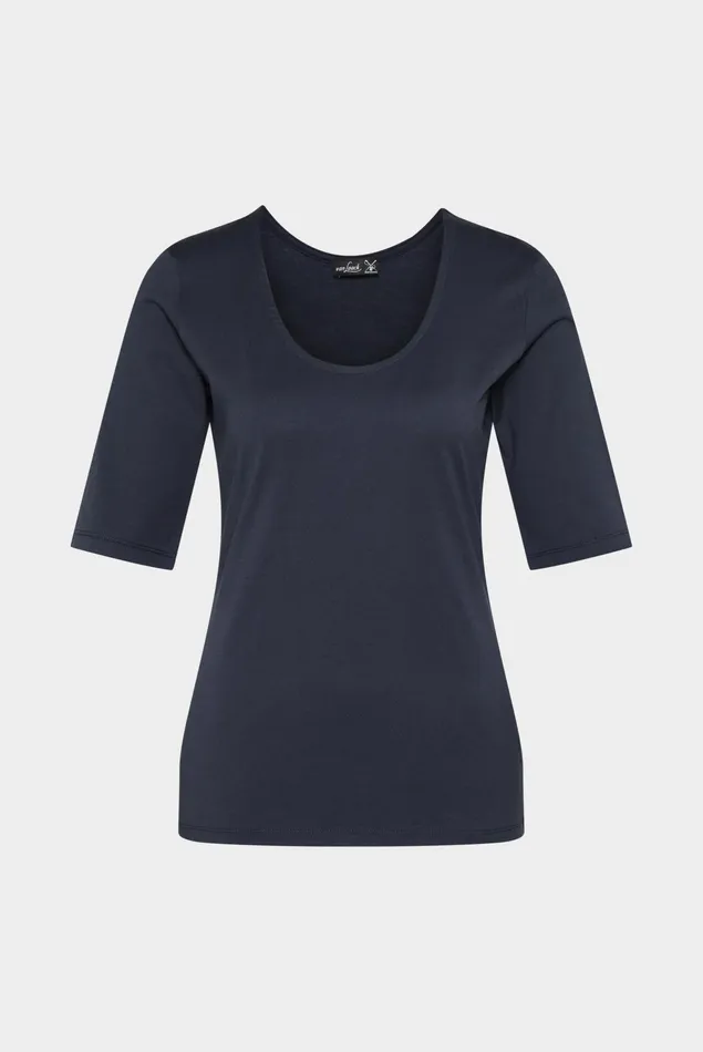 Van Laack Tops and TShirts Women Urban Jersey Wide Neck TShirt Blue