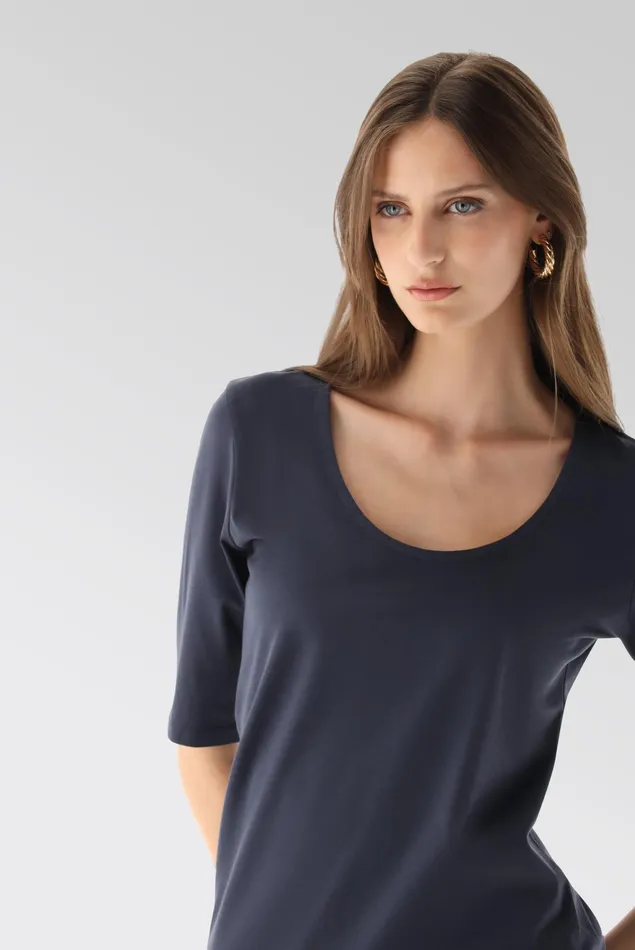 Van Laack Tops and TShirts Women Urban Jersey Wide Neck TShirt Blue