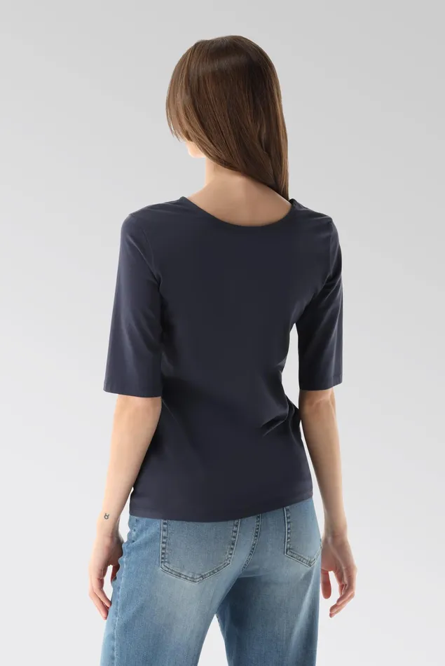 Van Laack Tops and TShirts Women Urban Jersey Wide Neck TShirt Blue