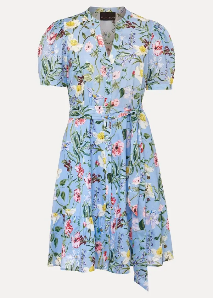 Velma Cotton Floral Mini Dress Blue Women Phase Eight Dresses