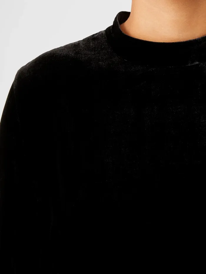 Velvet Mock Neck Top Black Women Eileen Fisher Tops and Tees