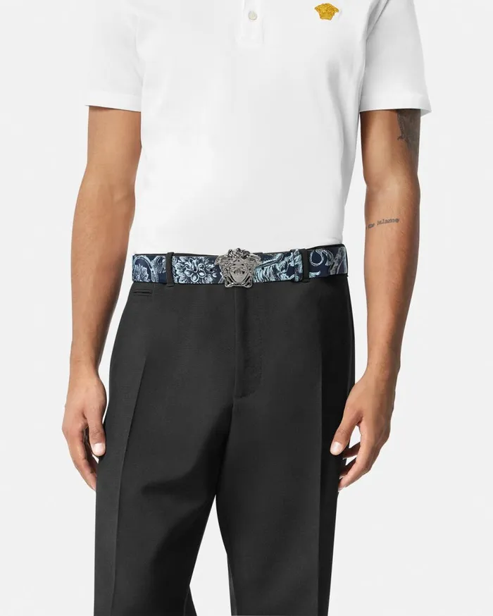 Versace Belts La Medusa Barocco Stencil Belt 4 Cm Blueprint 8211 Men Versace Belts La Medusa Barocco Stencil Belt 4 Cm Blueprint 8211 Men