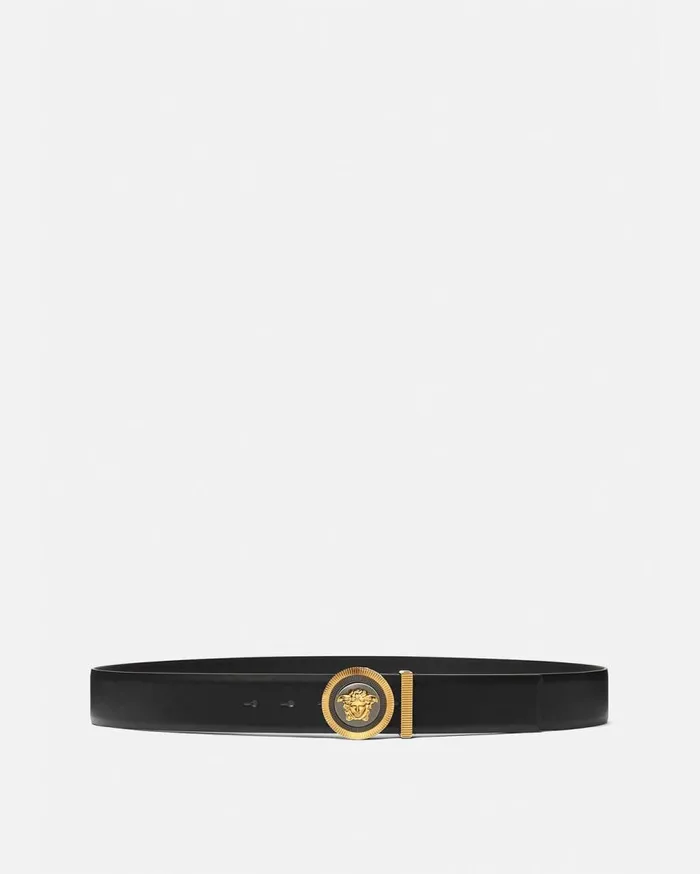 Versace Belts Medusa Biggie Enamel Leather Belt 4 Cm Blackgold 8211 Men