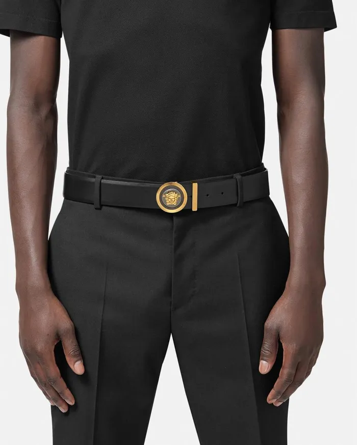Versace Belts Medusa Biggie Enamel Leather Belt 4 Cm Blackgold 8211 Men Versace Belts Medusa Biggie Enamel Leather Belt 4 Cm Blackgold 8211 Men