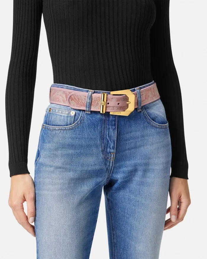 Versace Belts Medusa Heritage Barocco Jacquard Belt 4 Cm Pinkprint 8211 Women Versace Belts Medusa Heritage Barocco Jacquard Belt 4 Cm Pinkprint 8211 Women