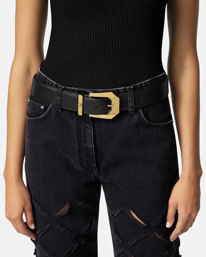 Versace Belts Medusa Heritage Leather Belt 4 Cm Blackgold 8211 Women Versace Belts Medusa Heritage Leather Belt 4 Cm Blackgold 8211 Women