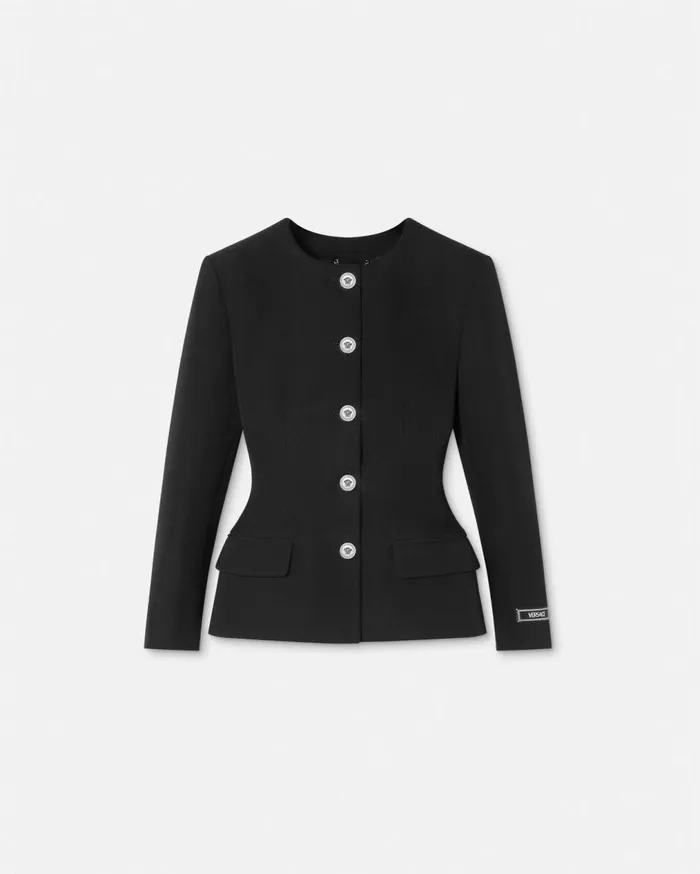 Versace Blazer and Jackets Grain De Poudre Hourglass Jacket Black 8211 Women