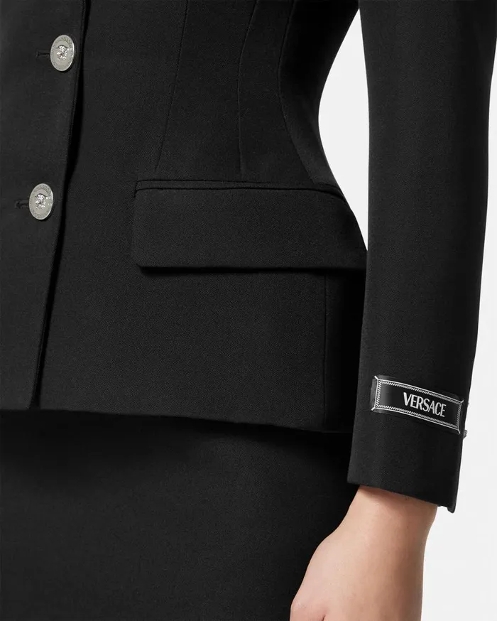 Versace Blazer and Jackets Grain De Poudre Hourglass Jacket Black 8211 Women