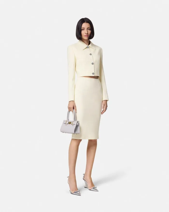 Versace Blazer and Jackets Malfil SilkBlend Crop Jacket White 8211 Women