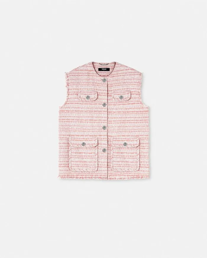 Versace Blazer and Jackets Oversized Tweed Vest Light Pink 8211 Women