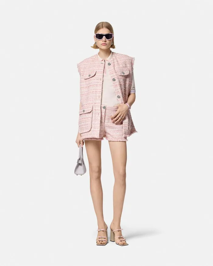 Versace Blazer and Jackets Oversized Tweed Vest Light Pink 8211 Women