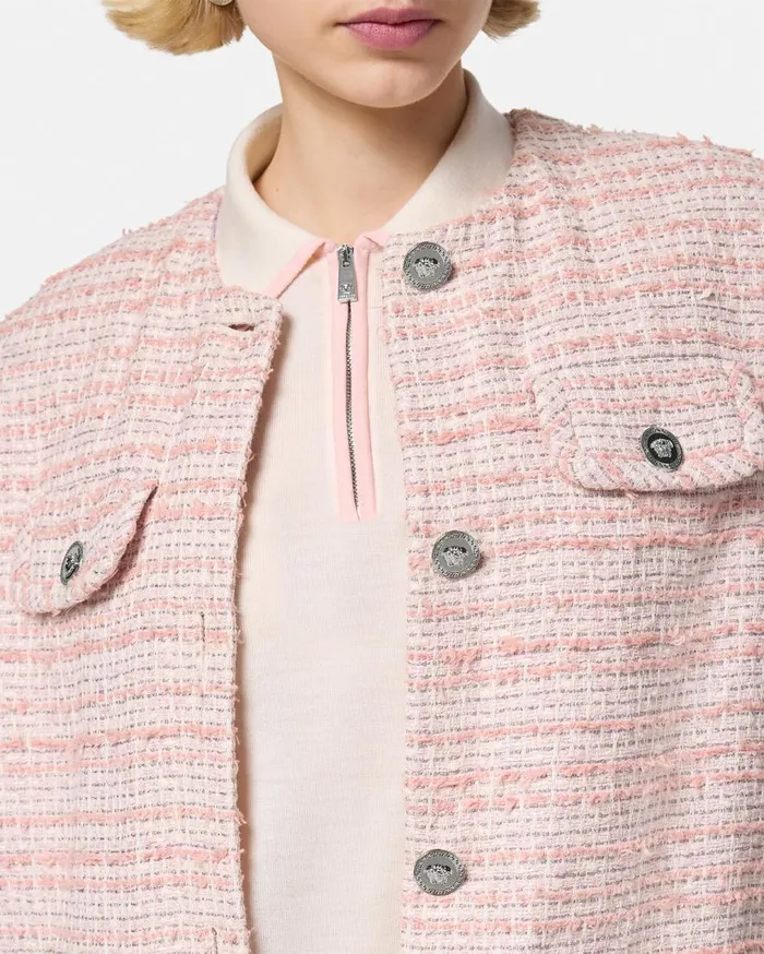 Versace Blazer and Jackets Oversized Tweed Vest Light Pink 8211 Women