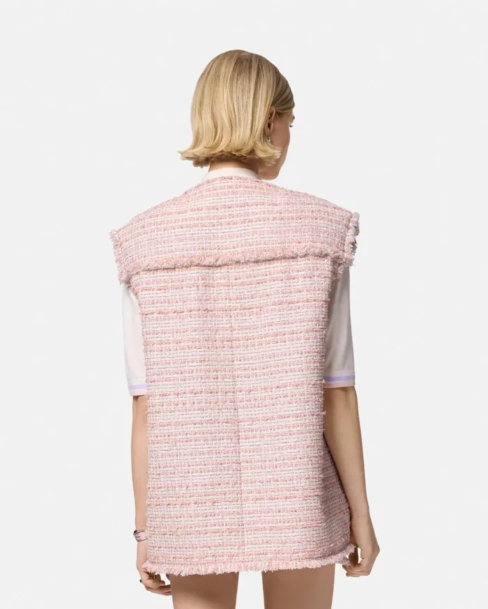 Versace Blazer and Jackets Oversized Tweed Vest Light Pink 8211 Women