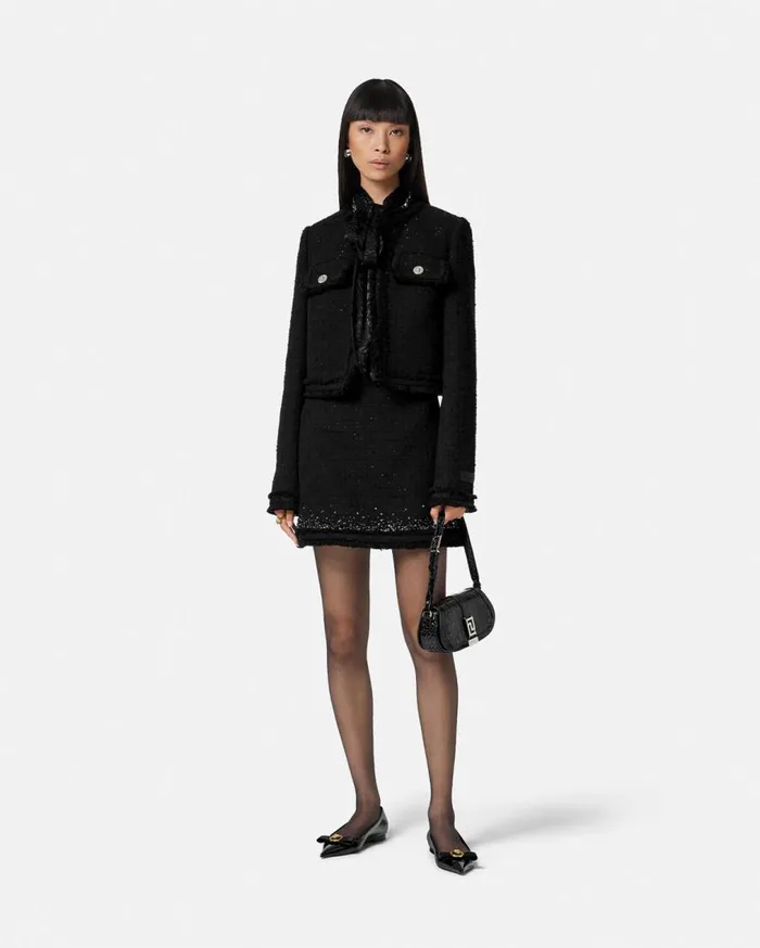 Versace Blazer and Jackets Tweed Cardigan Jacket Black 8211 Women Versace Blazer and Jackets Tweed Cardigan Jacket Black 8211 Women
