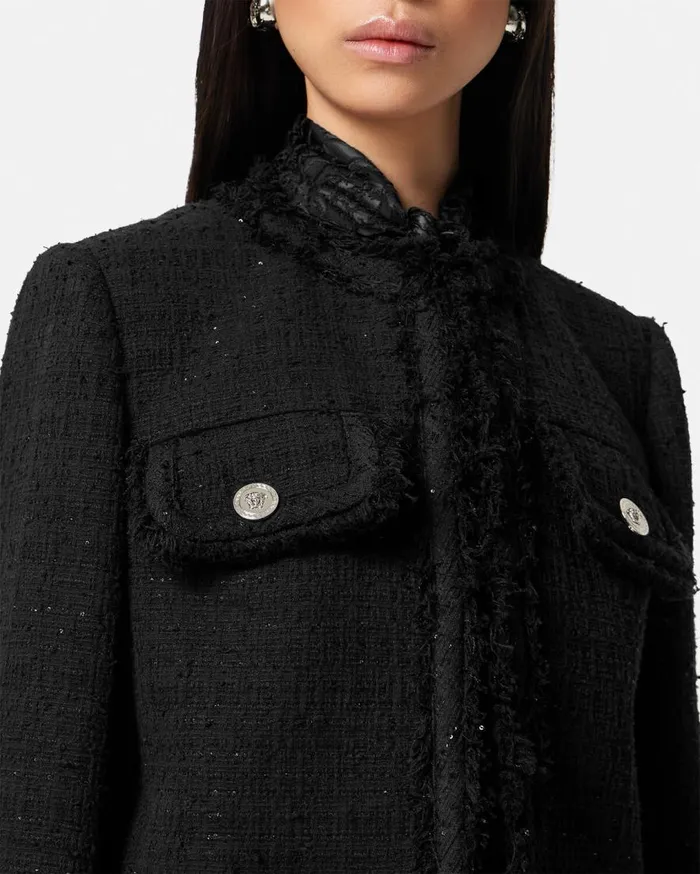 Versace Blazer and Jackets Tweed Cardigan Jacket Black 8211 Women Versace Blazer and Jackets Tweed Cardigan Jacket Black 8211 Women