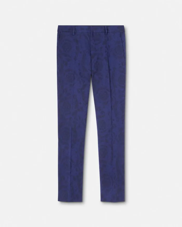 Versace Blazers and Suits Barocco Jacquard Wool Pants Blue 8211 Men