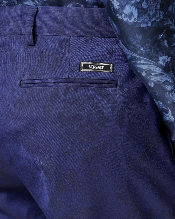 Versace Blazers and Suits Barocco Jacquard Wool Pants Blue 8211 Men Versace Blazers and Suits Barocco Jacquard Wool Pants Blue 8211 Men
