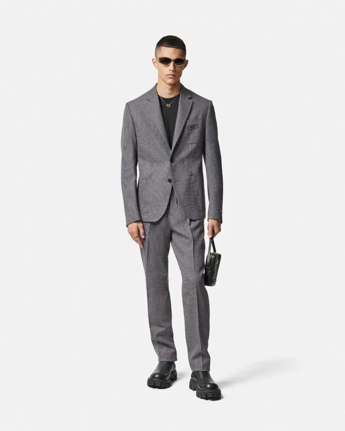 Versace Blazers and Suits Moulin Wool SingleBreasted Blazer Gray 8211 Men