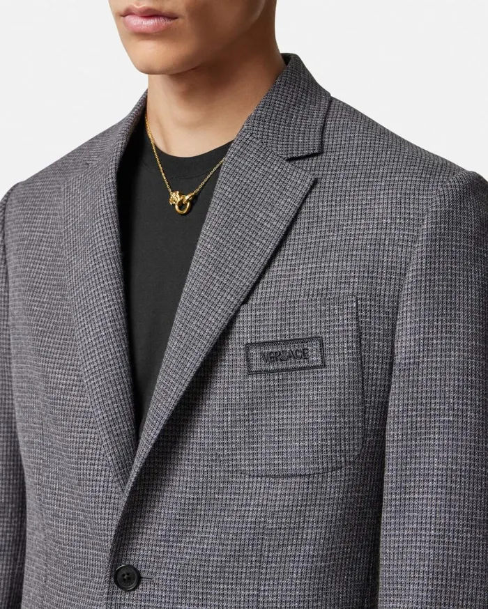 Versace Blazers and Suits Moulin Wool SingleBreasted Blazer Gray 8211 Men