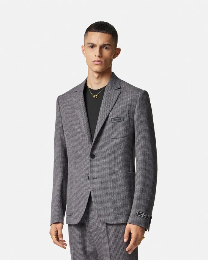 Versace Blazers and Suits Moulin Wool SingleBreasted Blazer Gray 8211 Men