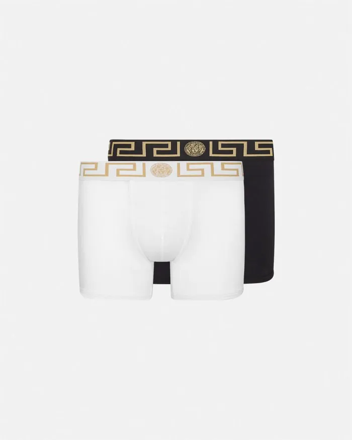 Versace Boxers Greca Border Long Trunks 2Pack Blackwhite 8211 Men