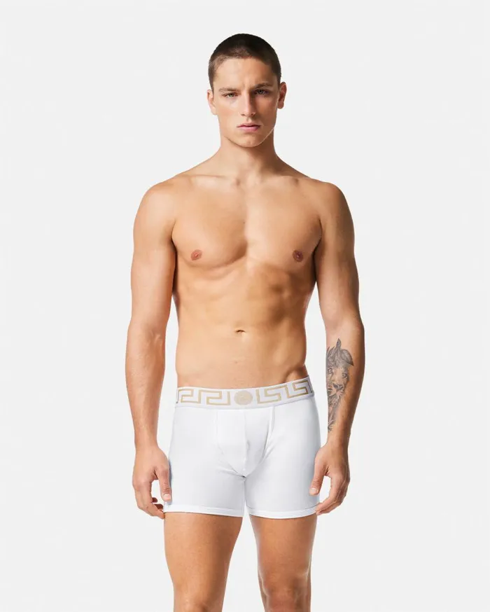Versace Boxers Greca Border Long Trunks 2Pack Blackwhite 8211 Men