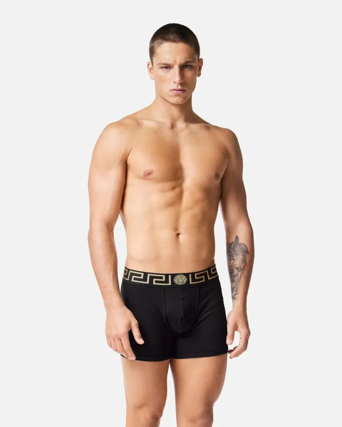 Versace Boxers Greca Border Long Trunks 2Pack Blackwhite 8211 Men