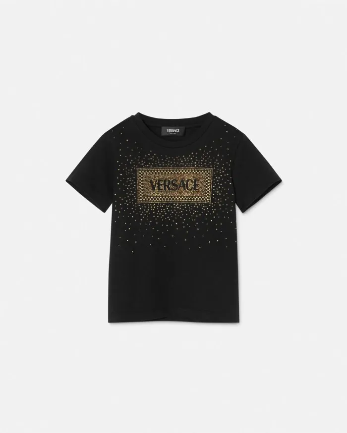 Versace Clothing Crystal 03990s Vintage Logo Kids TShirt Black 8211 Children