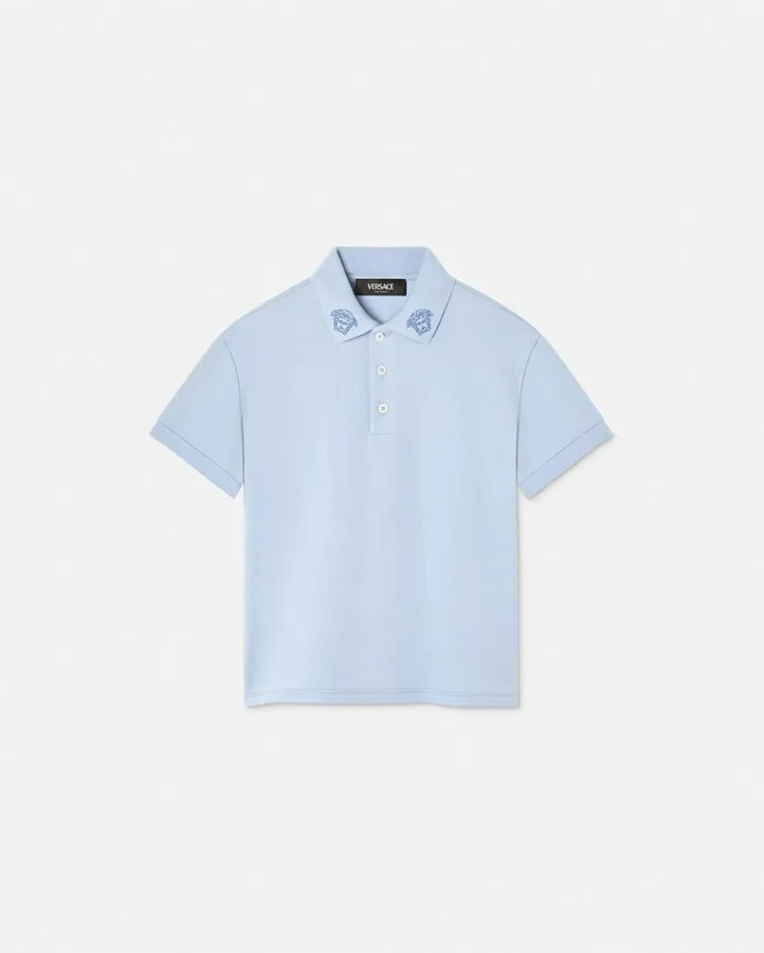 Versace Clothing Embroidered Medusa Kids Polo Shirt Light Blue 8211 Children
