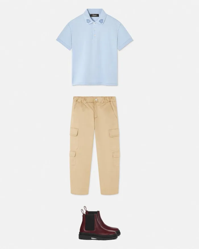 Versace Clothing Embroidered Medusa Kids Polo Shirt Light Blue 8211 Children