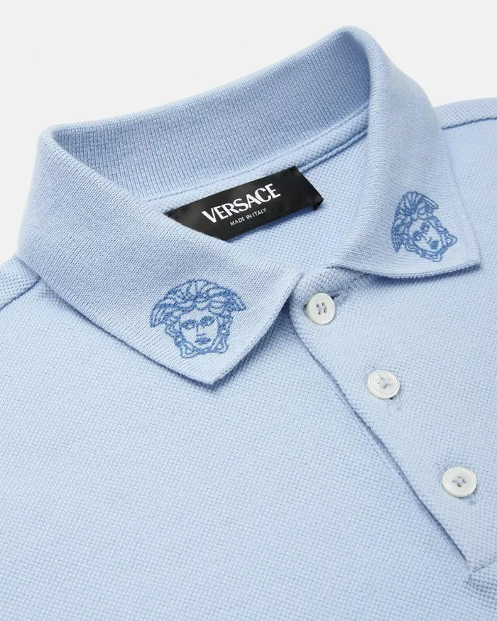 Versace Clothing Embroidered Medusa Kids Polo Shirt Light Blue 8211 Children