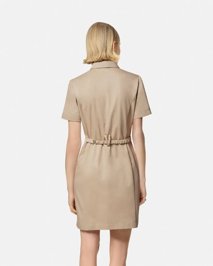 Versace Dresses Cargo Gabardine Mini Shirt Dress Beige 8211 Women