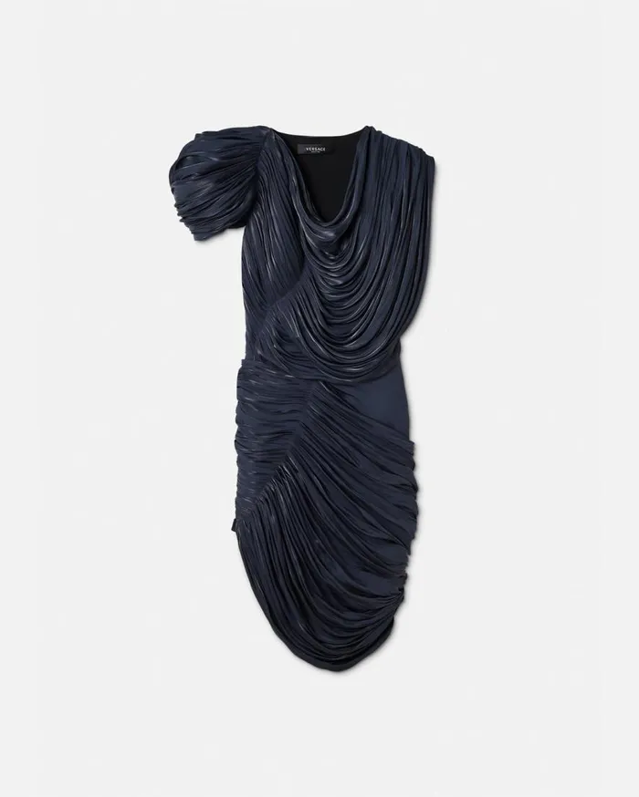 Versace Dresses Draped Pleated Midi Dress Blue 8211 Women