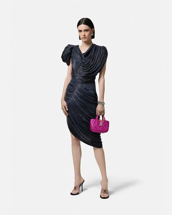 Versace Dresses Draped Pleated Midi Dress Blue 8211 Women Versace Dresses Draped Pleated Midi Dress Blue 8211 Women