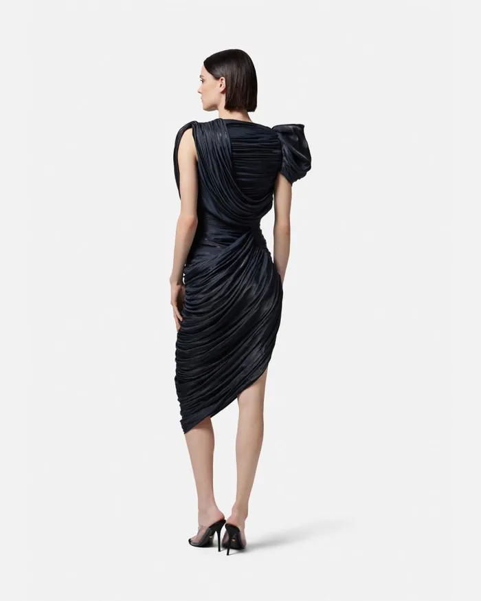 Versace Dresses Draped Pleated Midi Dress Blue 8211 Women Versace Dresses Draped Pleated Midi Dress Blue 8211 Women