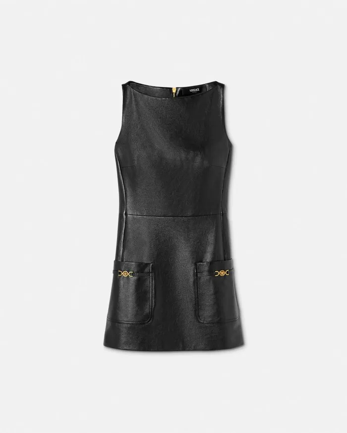 Versace Dresses Leather Shift Mini Dress Black 8211 Women