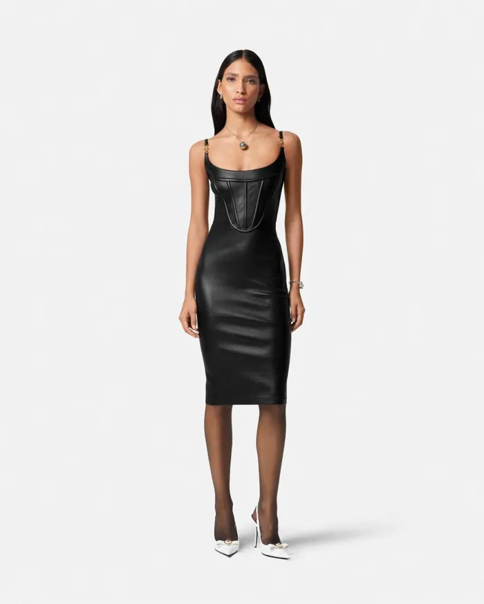 Versace Dresses Medusa 03995 Corset Leather Midi Dress Black 8211 Women Versace Dresses Medusa 03995 Corset Leather Midi Dress Black 8211 Women