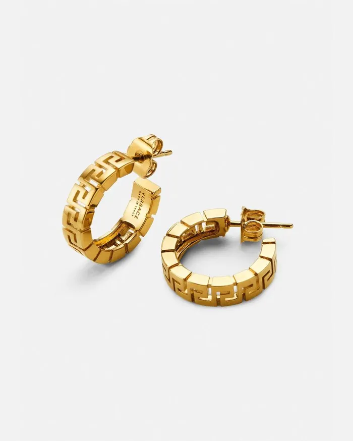 Versace Earrings Greca Hoop Earrings Light Gold 8211 WomenMen Versace Earrings Greca Hoop Earrings Light Gold 8211 WomenMen