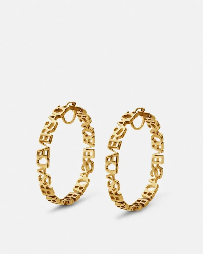 Versace Earrings Logo Hoop Earrings Light Gold 8211 Women
