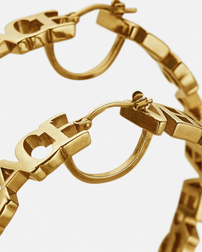 Versace Earrings Logo Hoop Earrings Light Gold 8211 Women