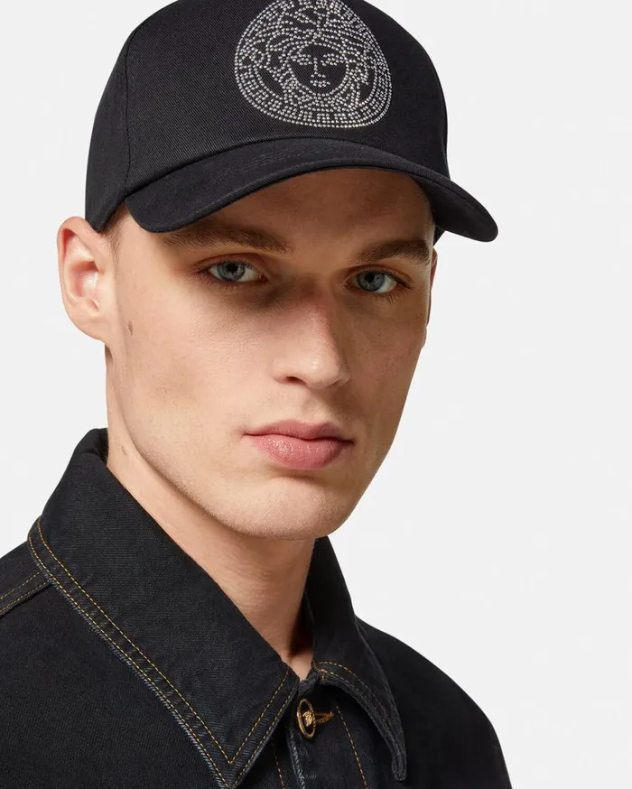 Versace Hats and Caps Studded Medusa Baseball Cap Black 8211 WomenMen