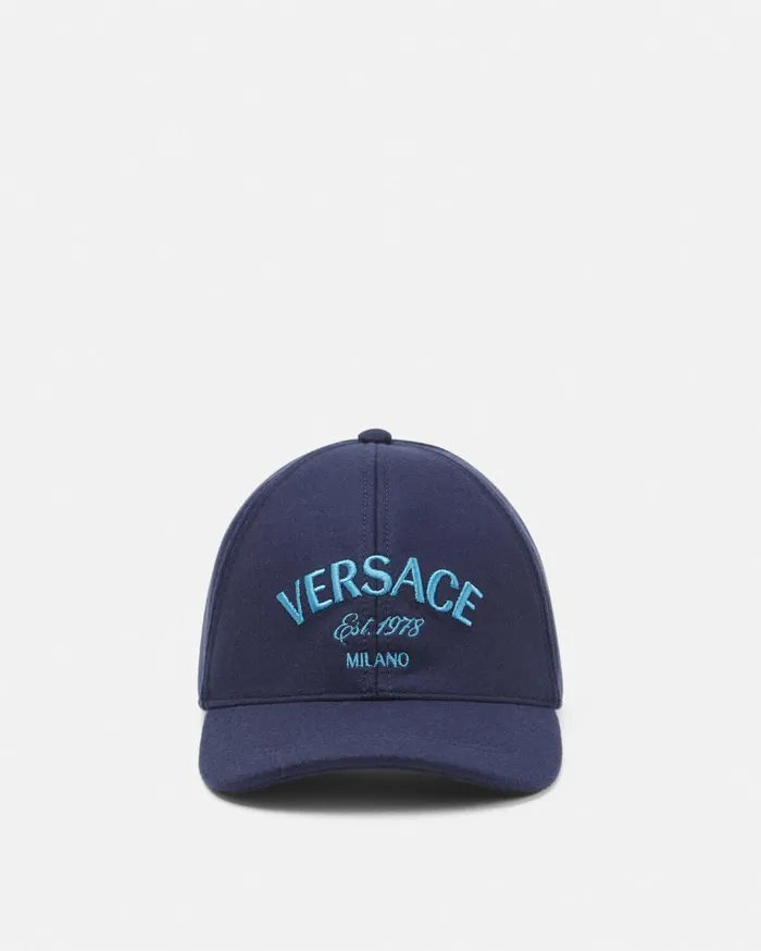 Versace Hats and Caps Versace Milano Stamp Wool Baseball Cap Blue 8211 Men