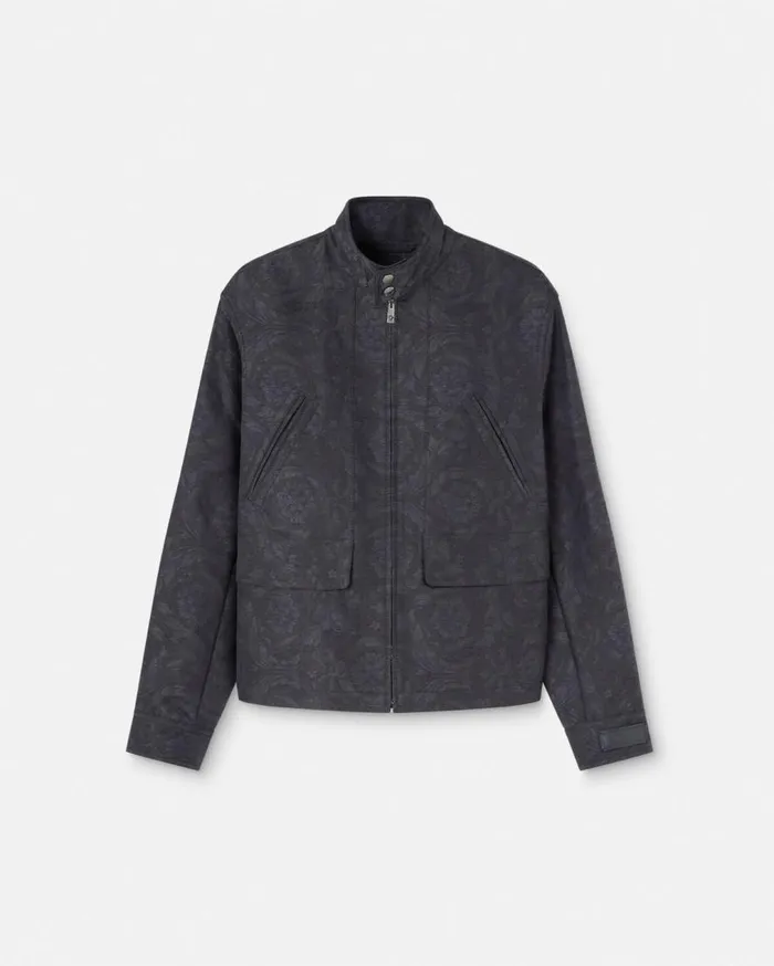 Versace Jackets and Coats Barocco Jacquard Blouson Jacket Gray 8211 Men
