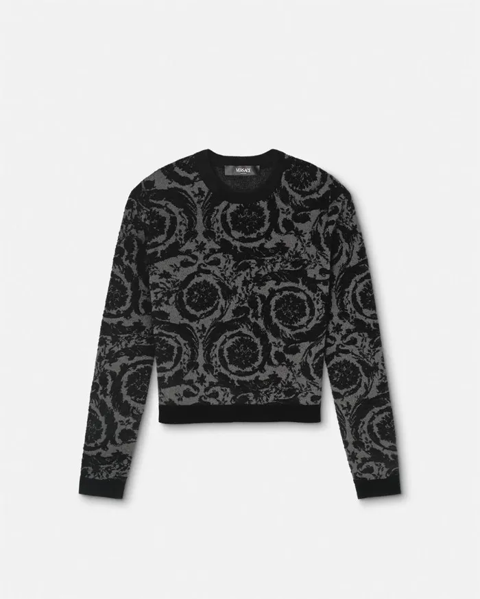 Versace Knitwear Barocco Chenille Sweater Black 8211 Women