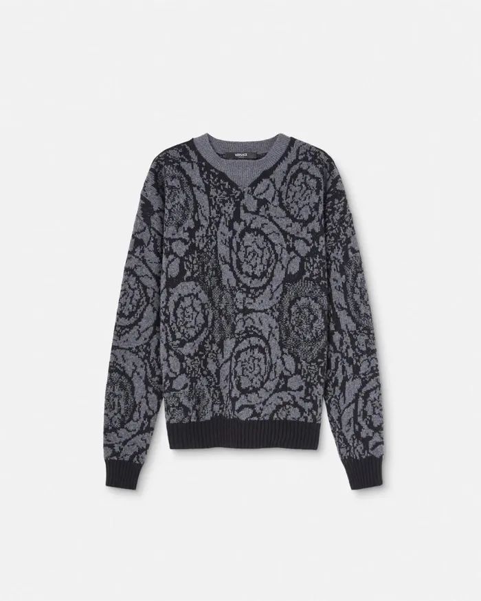 Versace Knitwear Barocco Knit Sweater Black 8211 Men