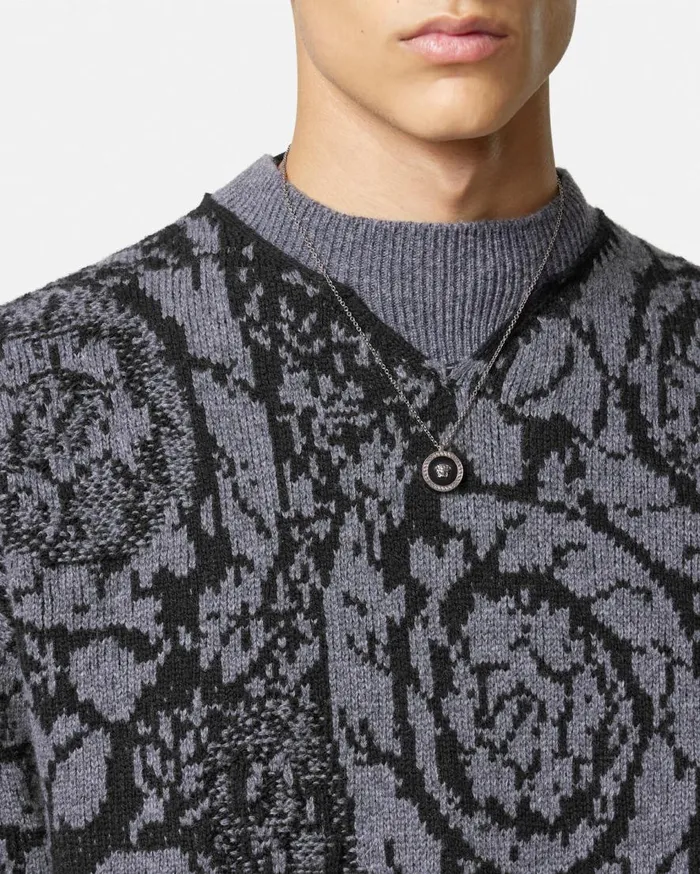 Versace Knitwear Barocco Knit Sweater Black 8211 Men
