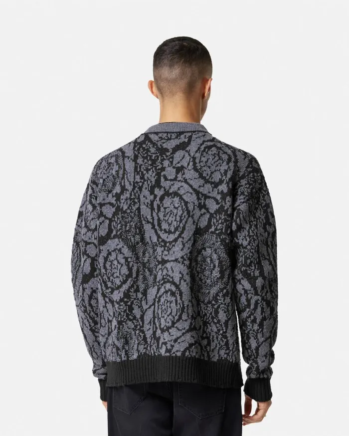 Versace Knitwear Barocco Knit Sweater Black 8211 Men