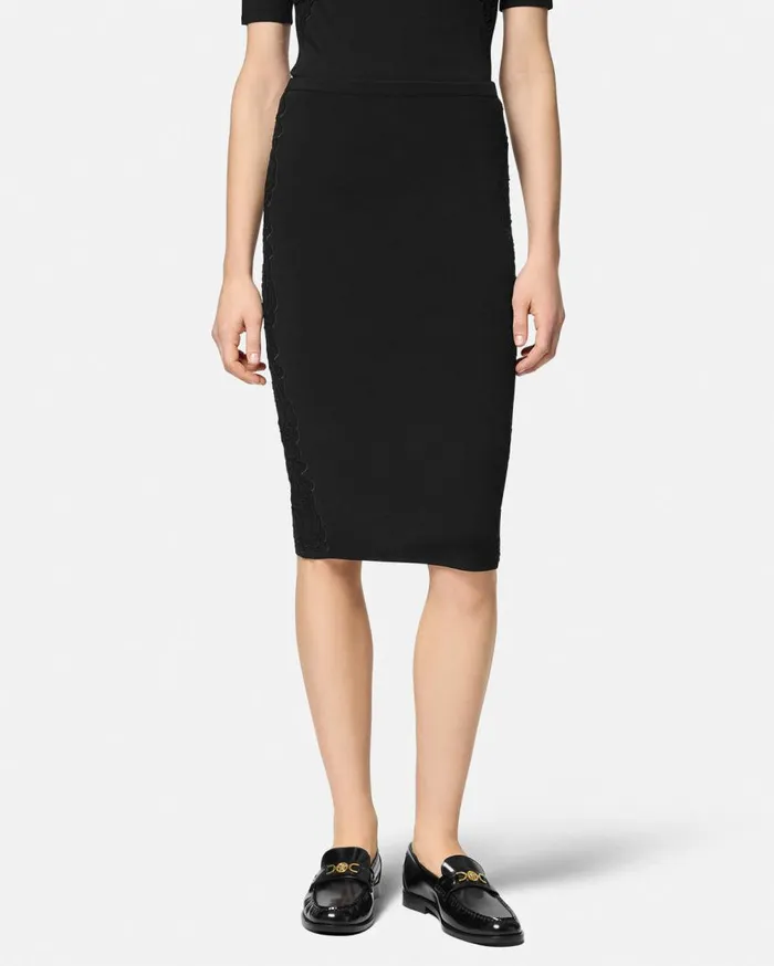 Versace Knitwear Barocco Lace Knit Midi Skirt Black 8211 Women Versace Knitwear Barocco Lace Knit Midi Skirt Black 8211 Women